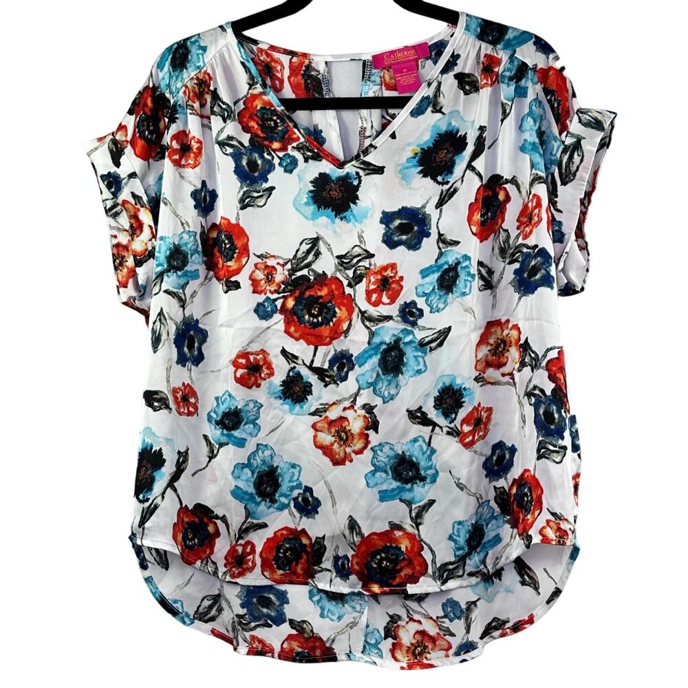 Catherine Malandrino Floral Print V-neck Blouse Multicolor Size M NWOT